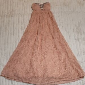 Trixxi Peach Strapless Prom Dress